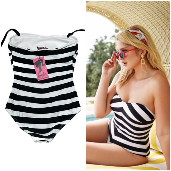 NWT Barbie™ X Unique Vintage Black White Chevron Stripe One